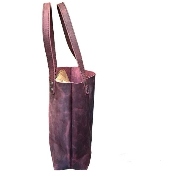 Full Grain Leather Tote in Wine - Picture 5 of 11